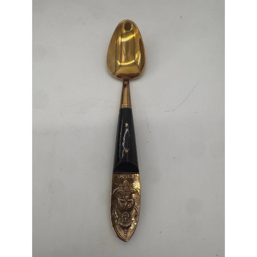 Vintage James Thailand Nickel Bronze Dessert Utensil Set 19pc Siam Goddess Case